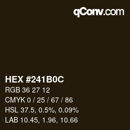 Color code: HEX #241B0C | qconv.com