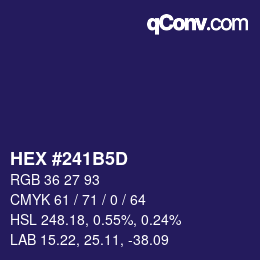 Color code: HEX #241B5D | qconv.com
