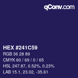 Color code: HEX #241C59 | qconv.com