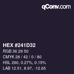 カラーコード: HEX #241D32 | qconv.com