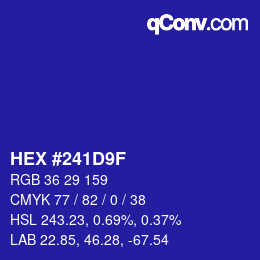 カラーコード: HEX #241D9F | qconv.com