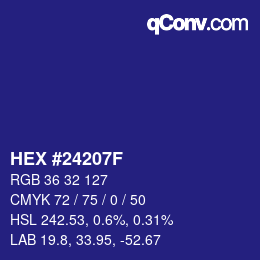 Color code: HEX #24207F | qconv.com