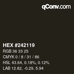 カラーコード: HEX #242119 | qconv.com