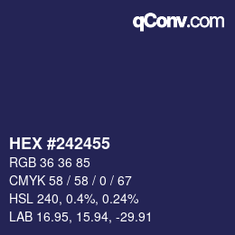Color code: HEX #242455 | qconv.com