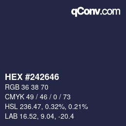 Color code: HEX #242646 | qconv.com