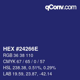 カラーコード: HEX #24266E | qconv.com