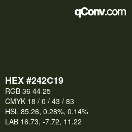 カラーコード: HEX #242C19 | qconv.com