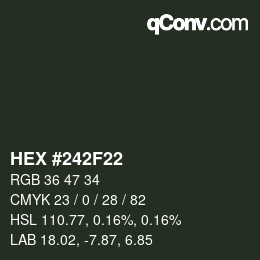 颜色代码: HEX #242F22 | qconv.com
