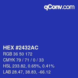 Color code: HEX #2432AC | qconv.com