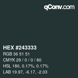 Color code: HEX #243333 | qconv.com