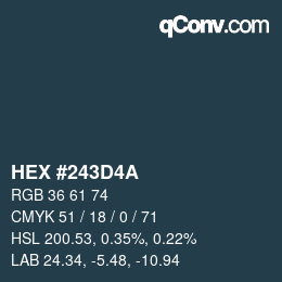 Color code: HEX #243D4A | qconv.com