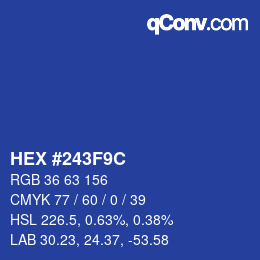 Color code: HEX #243F9C | qconv.com