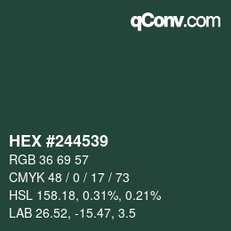 Código de color: HEX #244539 | qconv.com
