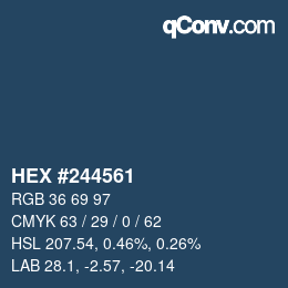 颜色代码: HEX #244561 | qconv.com
