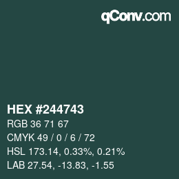 Color code: HEX #244743 | qconv.com