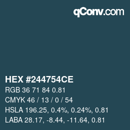 Farbcode: HEX #244754CE | qconv.com