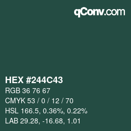 Color code: HEX #244C43 | qconv.com