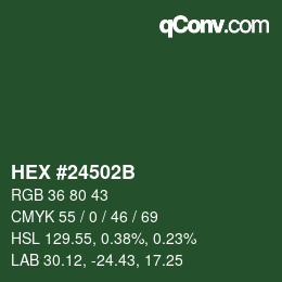 Code couleur: HEX #24502B | qconv.com