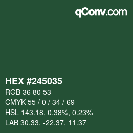 Color code: HEX #245035 | qconv.com