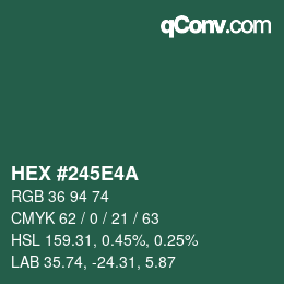 Farbcode: HEX #245E4A | qconv.com