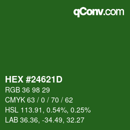 Farbcode: HEX #24621D | qconv.com