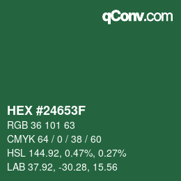 Color code: HEX #24653F | qconv.com