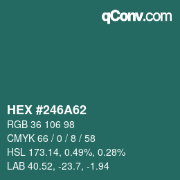 カラーコード: HEX #246A62 | qconv.com