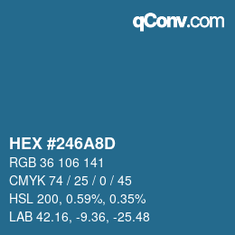 カラーコード: HEX #246A8D | qconv.com