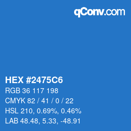 カラーコード: HEX #2475C6 | qconv.com