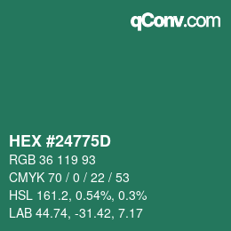 Color code: HEX #24775D | qconv.com