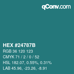 Color code: HEX #24787B | qconv.com