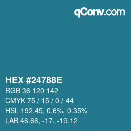 Color code: HEX #24788E | qconv.com