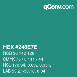 Color code: HEX #248E7E | qconv.com