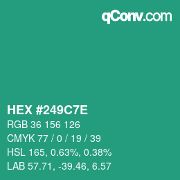 Color code: HEX #249C7E | qconv.com