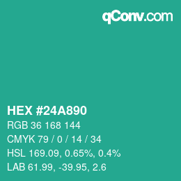 颜色代码: HEX #24A890 | qconv.com