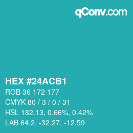 Código de color: HEX #24ACB1 | qconv.com