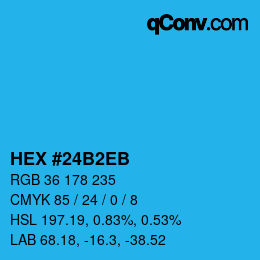 カラーコード: HEX #24B2EB | qconv.com