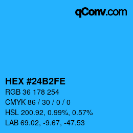 Color code: HEX #24B2FE | qconv.com