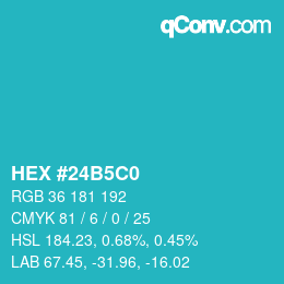 カラーコード: HEX #24B5C0 | qconv.com