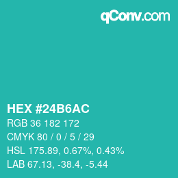 Color code: HEX #24B6AC | qconv.com