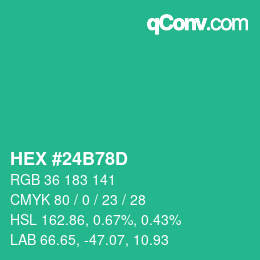 Color code: HEX #24B78D | qconv.com