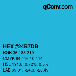 颜色代码: HEX #24B7DB | qconv.com