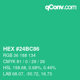颜色代码: HEX #24BC86 | qconv.com