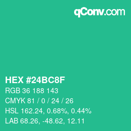 Color code: HEX #24BC8F | qconv.com