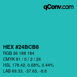 Color code: HEX #24BCB8 | qconv.com