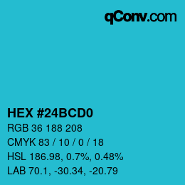 Color code: HEX #24BCD0 | qconv.com