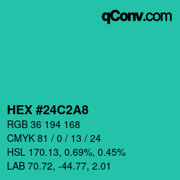Color code: HEX #24C2A8 | qconv.com