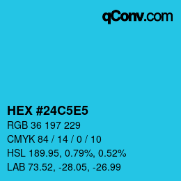 颜色代码: HEX #24C5E5 | qconv.com