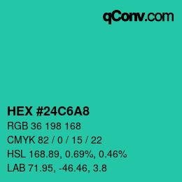 Color code: HEX #24C6A8 | qconv.com