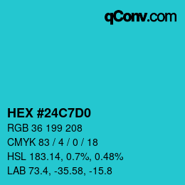 Color code: HEX #24C7D0 | qconv.com